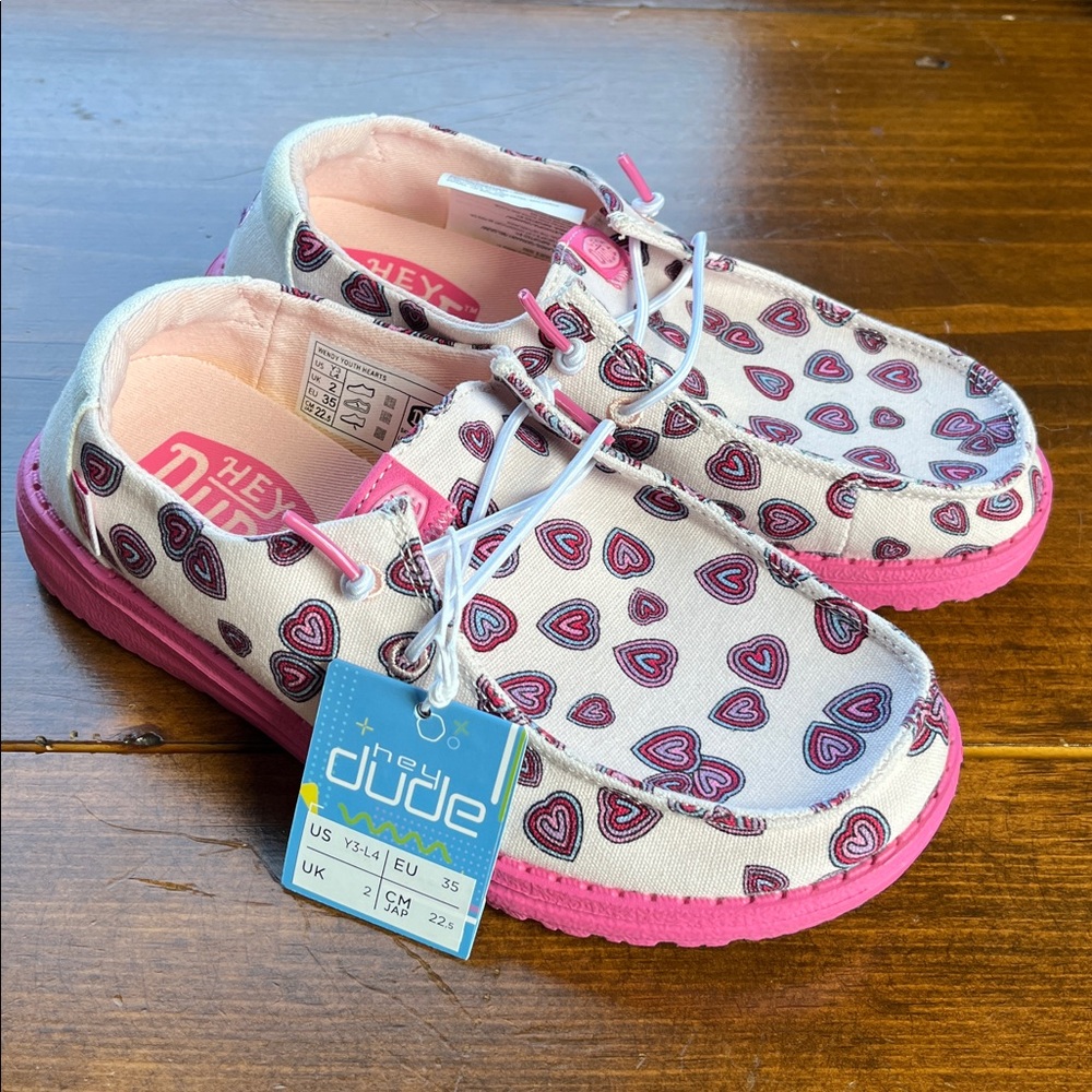 HEY DUDE WENDY YOUTH HEARTS PINK US Y3-L4